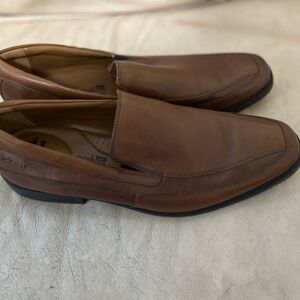 Clarks Brown Leather Slip-On Loafers